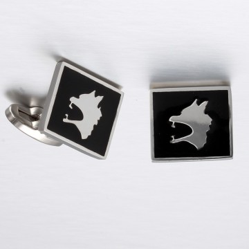 New product 2015 black enamel cufflink mens shirt cufflink wolf cufflink wholesale