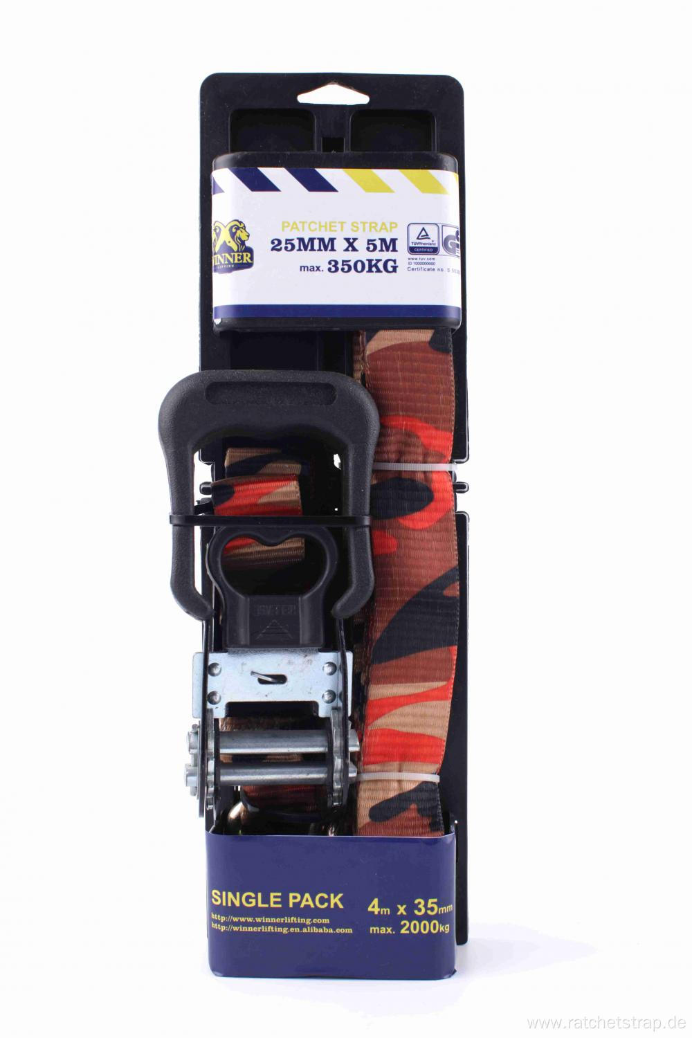 25mmX5M Plastic Board Package Ratchet Lashing Belt