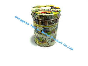 Printed Tinplate Round Tin Candy Containers For Popcorn / Spices Storage
