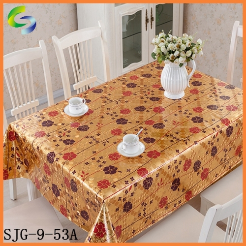 Golden pvc transparent tablecloth in roll