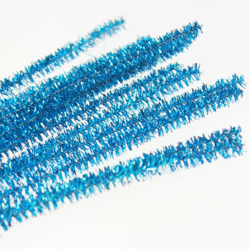 Cyan PVC glitter chenille stem,chritmas decoration
