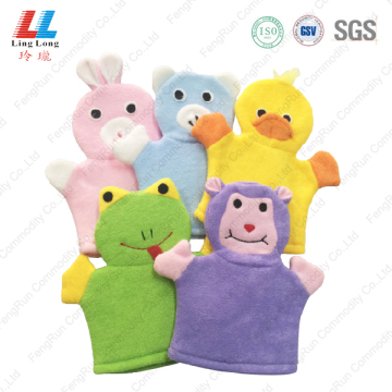 Cute animal fiber bath gloves sponge