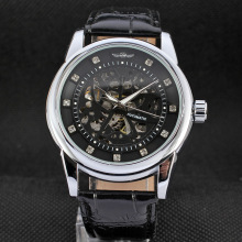 classical leather band watch with diamond setting dial watch