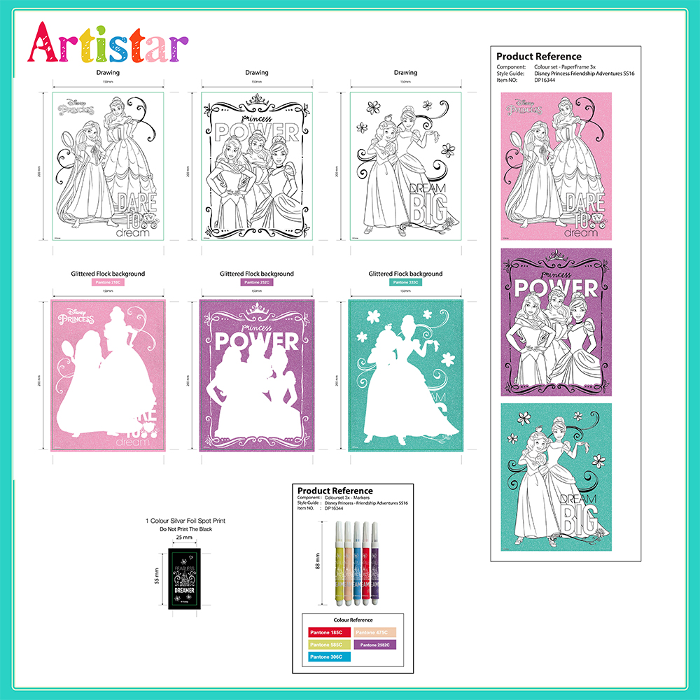 Disney Princess Colouring Canvas Set 02