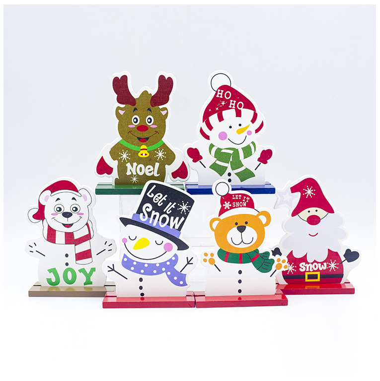Santa Claus Snowman Elk Wood Craft Christmas Xmas Table Ornament Noel Christmas Decoration For Home Natal Gift 2022 New Year