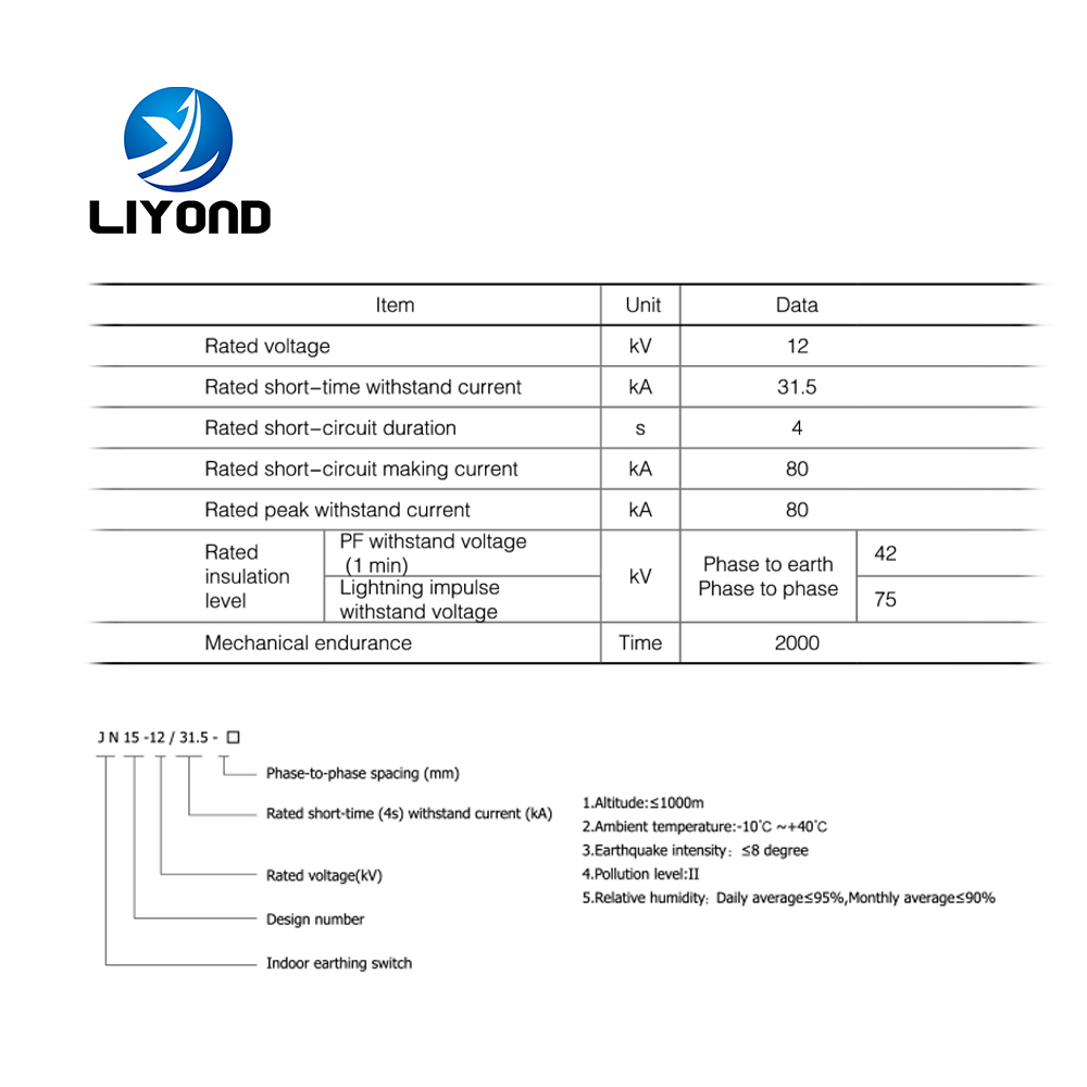 12KV HV Switchgear Indoor three-phase earthing switch  for electric cabinet