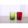 handmade solid color glass tumbler with beaded glass cup