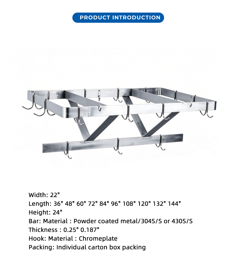 أدوات تثبيت على الحائط من الفولاذ المقاوم للصدأ ثلاثية الطبقات X Triple Tier Stainless Steel Wall Mount Utensil X