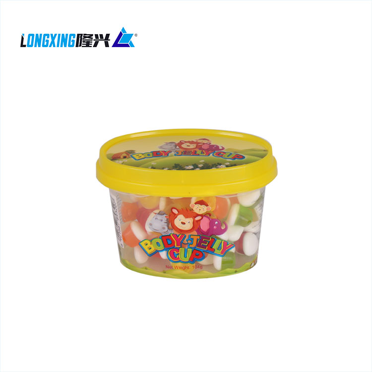 novelty plastic jelly cup candy with lid