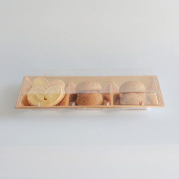 Transparent Rectangle Plastic Bread Box Container with Lid for Butterfly Crisp Brown Bread