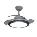 White Ceiling Fan with Black Crystal Lampshade