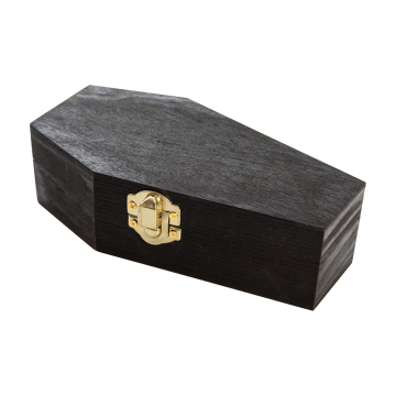 Wooden Halloween Coffin Pet Urn - Gothic Decor Retro Storage Box