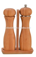 bamboo pepper mill and salt shaker