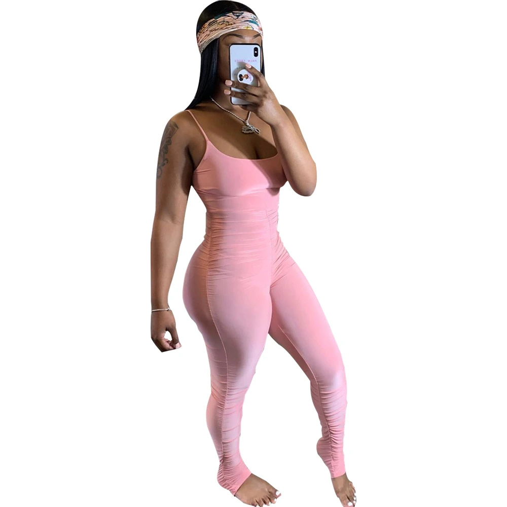 Sexy Women Stacked Tight Bodycon Leggings One Piece Jumpsuits