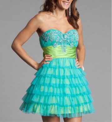 Beaded Organza Strapless Short Sexy Fashion Dresses (FD3019)