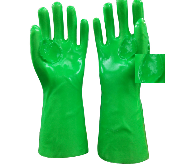 Guantes recubiertos de PVC reforzado verde fluorescente