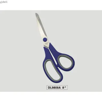 Stationery blue soft handle stainless steel office scissor
