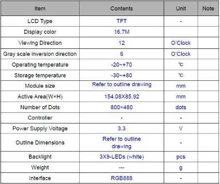 7 Inch TFT LCD Screen with Touch Screen Car Display