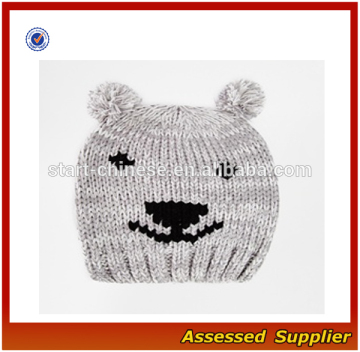 XY360/ Custom bear imitate beanie hat/ girls cute winter beanie hat wholesale