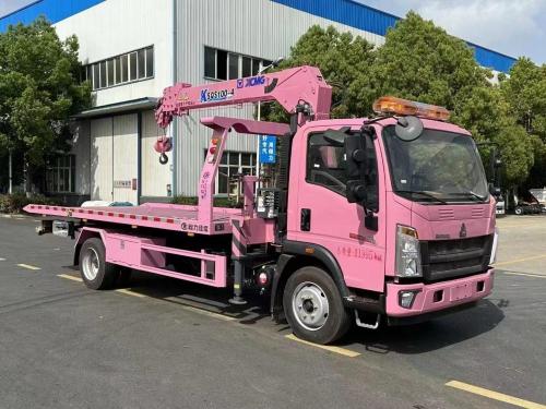 Sinotruck Howo Flatbed Wrecker Truck พร้อมเครน