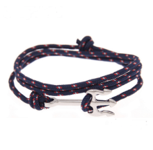 Mens Personalized Engraved Silver Leather Trident Bracelet