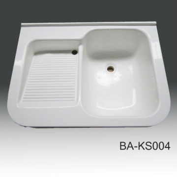 Eco-friendly artificial marble kitchen sink with double drain boards