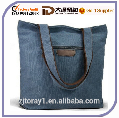 Casual style plain canvas ladies shopping bag design