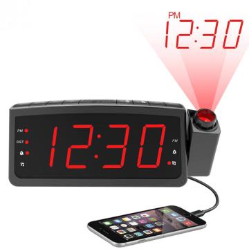 Proyeksi Jam Radio Speaker Layar LED Jam Digital Kreatif dengan Jam Alarm USB Ganda