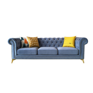 3 Seaters Anti-static Fabric Chesterfield Sofa