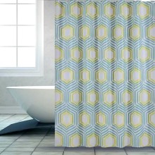 Shower Curtain PEVA  Green Hexagon