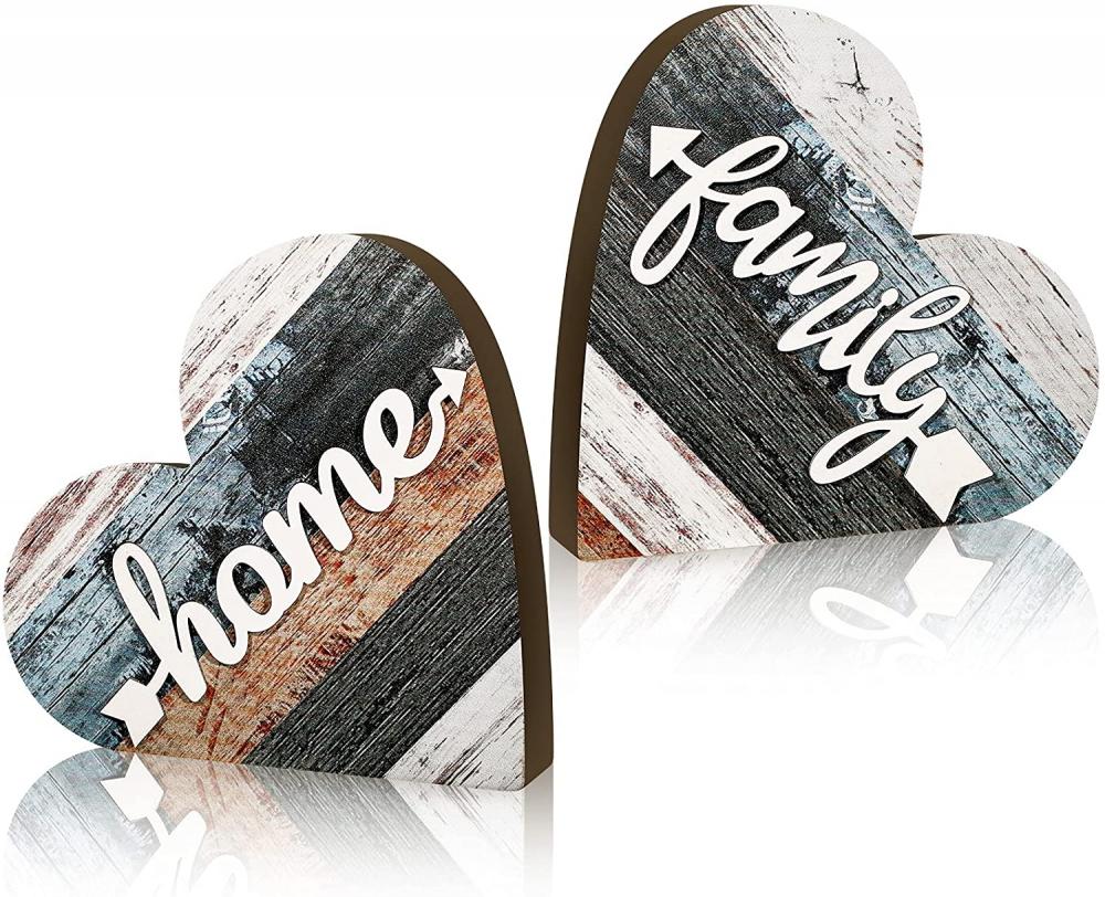 2 Pieces Rustic Wood Love Home Sign