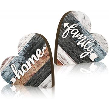 2 Pieces Rustic Wood Love Home Sign