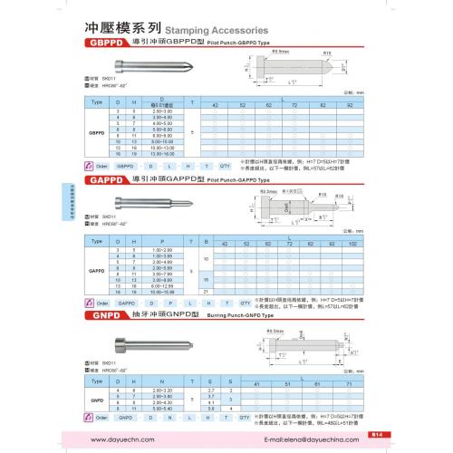 JIS規格部品に準じて製作されたパイロットパンチ