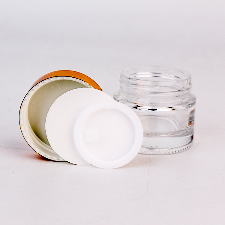 hot sale 10g round empty glass cream jar with black lid cosmetic refillable empty glass container