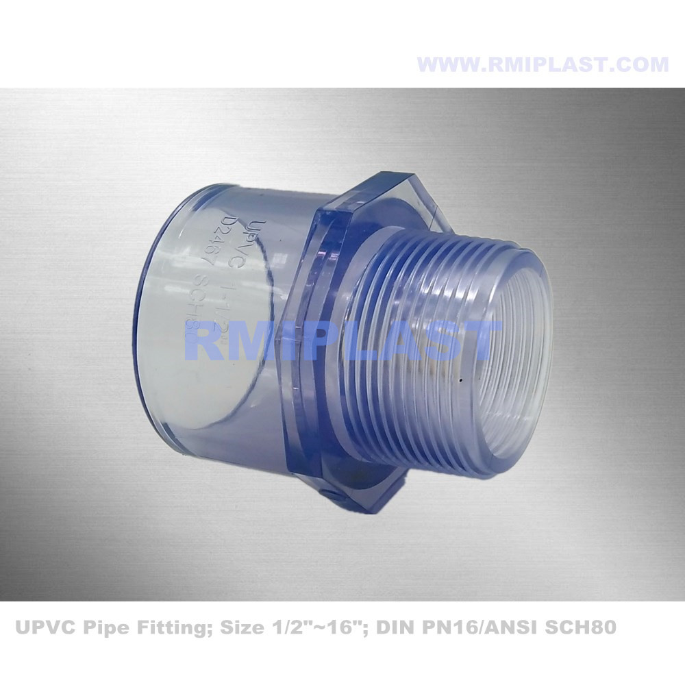 Adaptador masculino de PVC claro PN16 SCH80