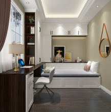 Walnut and White Customized Study Room Guest Room