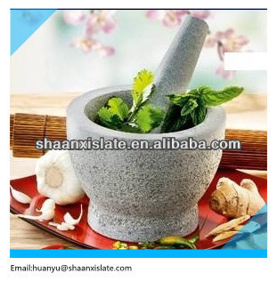 Grey natural granite rough polish mortar & pestle