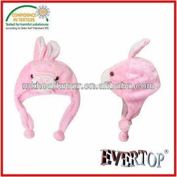 Wholesale Pink Color Plush Animal Hat Short Style Bunny Shaped