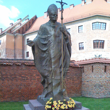 Metal crafts bronze pope john paul statue for garden decor