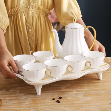 Factory Wholesale Hotel Elegance Ivory White Bone China Tea & Coffee Set