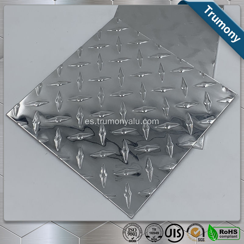 Placa de aluminio antideslizante en relieve de barra alta