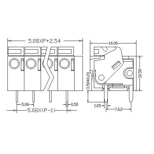 AT122R-5.08XXX-A PCB Spring Terminal Block Pitch5.08 