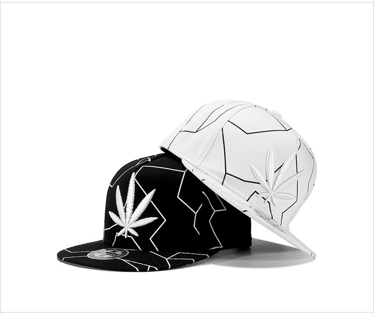 Hip-hop hat black leaf embroidered baseball cap (1)