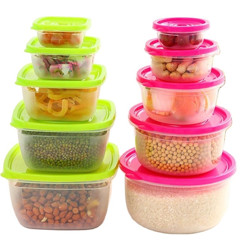 5 Pieces Sets plastic Lunch Box Portable Bowl Food Container Lunchbox Eco-Friendly Food Storage Boxes Kitchen Seal Box