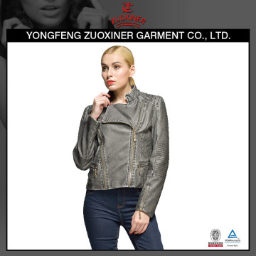 gery spring pu leather jackets women