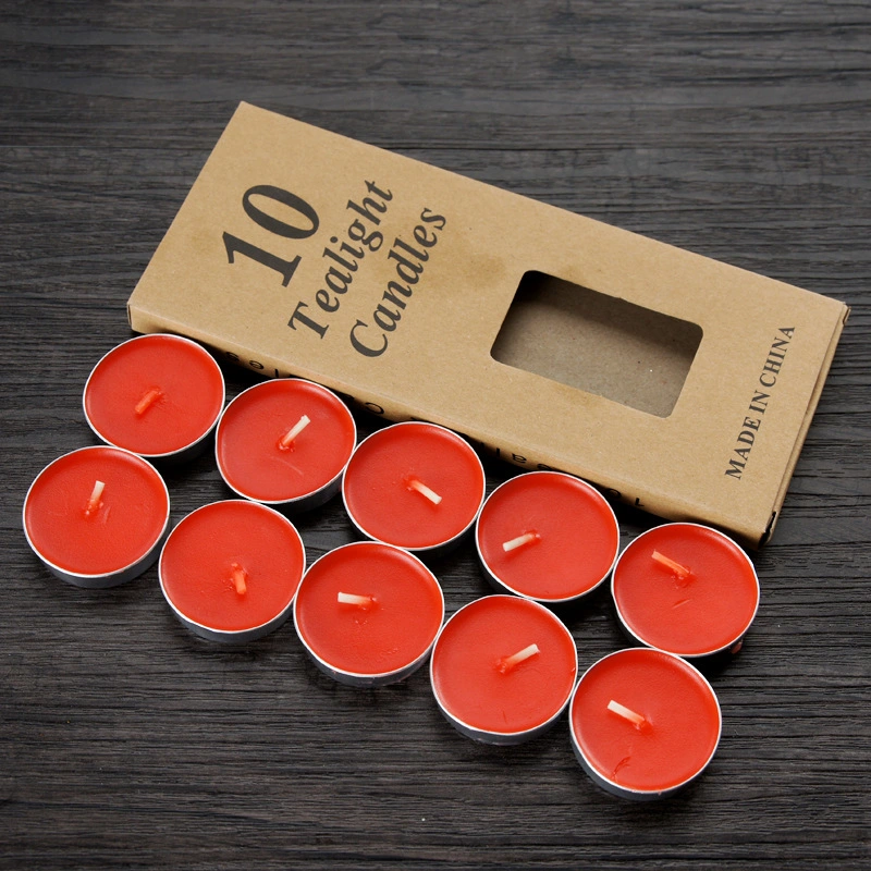 Wholesale Round Shape Red Color Scented Tealight Candles with Rose Fragrance