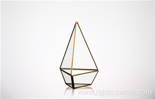 Clear Geometric Glass Terrarium Lantern Tabletop