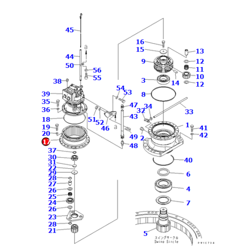 Bahagian PC220-7 Swing Reducer GEAR RING 206-26-71450