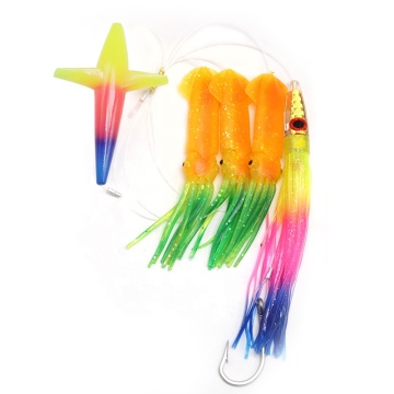 7" Squid Daisy Chain Tuna Fishing Offshore Lures: Teaser Bird and Resin Head Trolling Lures