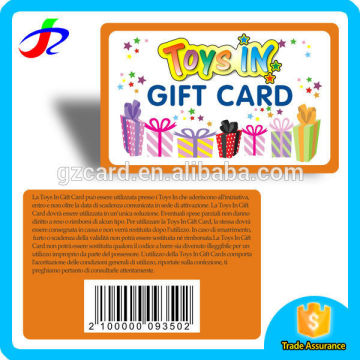 plastic barcode gift card